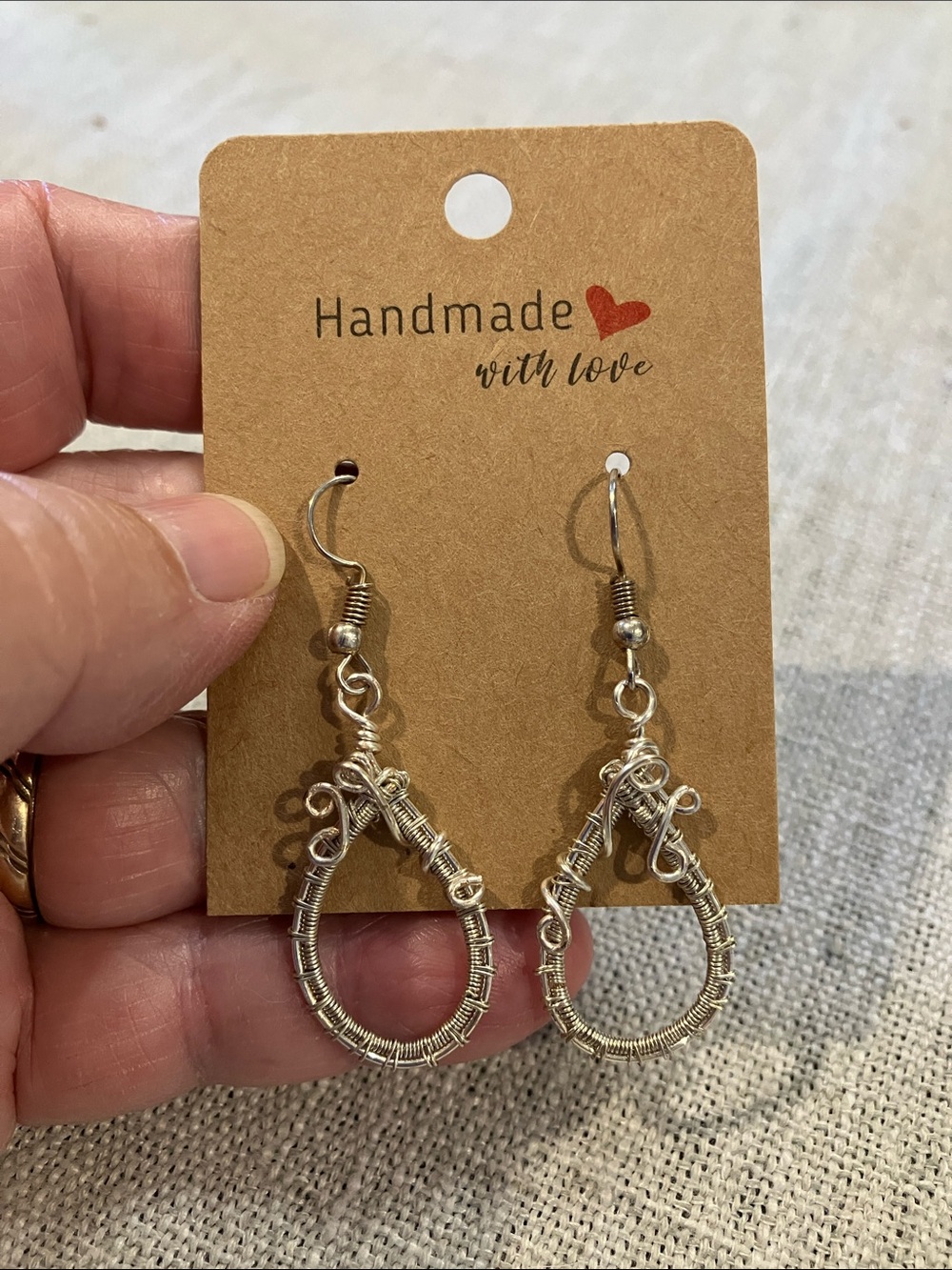 Hand Crafted Silver Wire Teardrop Earrings with Intricate Wrap